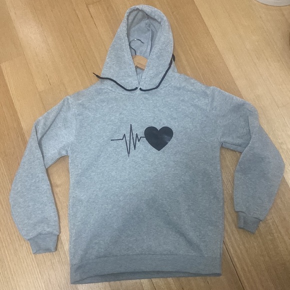 Grey Heart Hooded Jumper - Size 10 - Picture 2 of 8